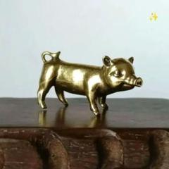真鍮　豚　ブタ　金色の 小さな 置物　金運繁栄　縁起物