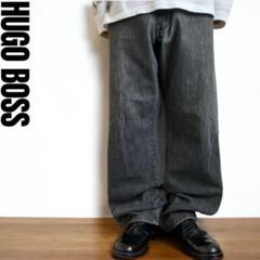 極太00s OLD HUGO BOSS 先染めブラックバギージーンズ B系Y2K