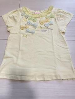 メゾピアノ　リボンTシャツ　イエロー　120