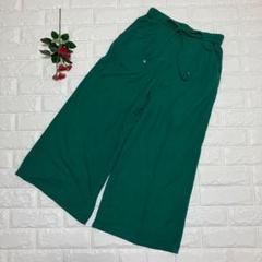 DRESKIP ワイドパンツ M 緑 ウエストゴム ゆったり