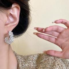 ゴールド クリアカラー 華やか パーティー フープピアス クリアビーズ 結婚式