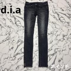 d.i.a.ダメージ加工レース ブラック スキニーデニム ジーンズ 25