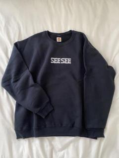 【希少サイズ】SEESEE センターロゴスウェット　オーバーサイズ　ブラック 希少サイズ】SEESEE センターロゴスウェットオーバーサイズブラック