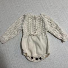 アイボリー 長袖ニットロンパース