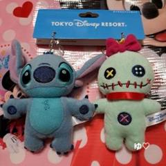 ディズニーリゾート　スティッチ&スクランプ　ぬいぐるみバッジ　キーホルダー　新品