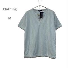 Clothing 新品タグ　半袖Tシャツ　レイヤード　コットン混　縦縞　M