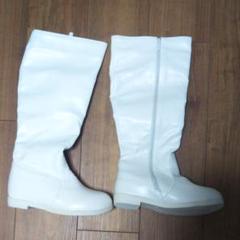ロングブーツ 白 コスプレ ローヒール