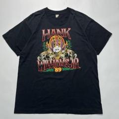 80s ハンクウィリアムズjr ビンテージバンドTシャツ L相当 黒a6522