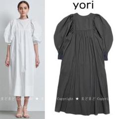 yori パフスリーブコットンワンピース　ブラック yori 2022ss パフスリーブコットンワンピース ブラックの通販 by