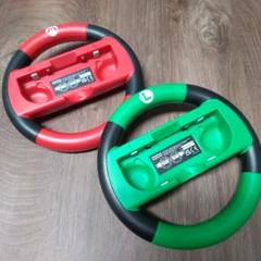 Switch本体 中古 ネオン 純正ハンドル等 6点セット マリオカート 任天堂 llhat_4902370550733set5
