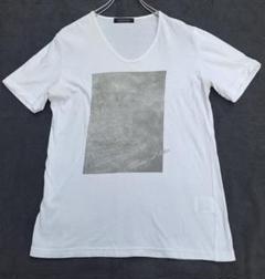 トルネードマート　綿100%半袖Tシャツ　Vネック グレーのプリント　L　メンズ