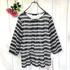 COMME CA ISM L シアースリーブ カットソーシャーリング ボーダー