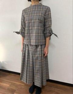 ダイアグラム　カットソー　クロップドパンツ　2点セット　チェック柄　日本製　36