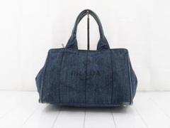 美品✨ PRADA カナパ M ストライプ トートバッグ ネイビー 駅南やまご質店オンラインショップ / プラダ カナパ トート