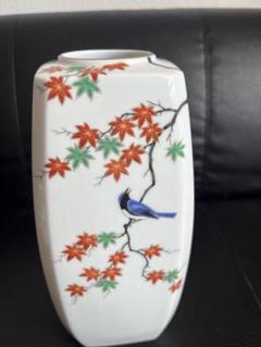 深川製磁　花瓶　花生　小鳥　小禽　花柄 深川製磁 楓小鳥 花瓶 - メルカリ
