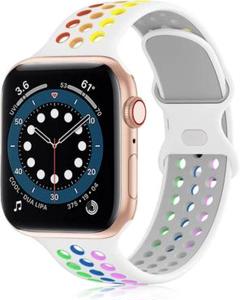 コンパチブルapple watchバンド スポーツバンド シリコン 白×カラフル