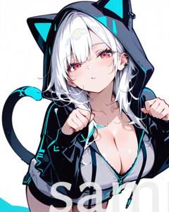 ポスター A4 AI美女猫パーカー セクシー 送料込み 高画質 Q69