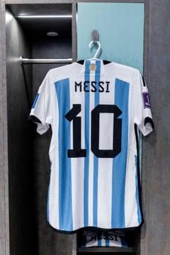 【新品未使用】2022カタールW杯 アルゼンチン メッシ 選手用ユニフォーム L 2022 アルゼンチン 代表 ユニフォーム メッシ（メッシ No.10