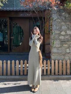 大人可愛い❤️春ニットロングワンピース✨デートや女子会にも最適モテ服