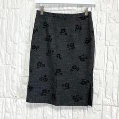 SHR スカート　ウール　wool グレー　上品　エレガント　花柄　【445】