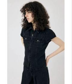 moussy CAP SLEEVE DENIM シャツ ブラック 1