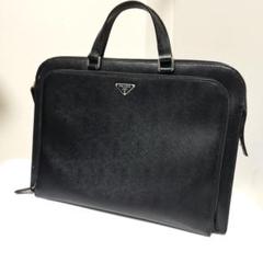 【美品✨】PRADA ビジネスバッグ サフィアーノレザー ブラック A4 PRADA 極 美品 希少品 プラダ 三角ロゴ 金具 サフィアーノ