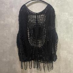 スパイダーニット　y2kグランジ　メッシュニット　unknown　ブラックXL