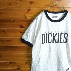 Dickies　ディッキーズ　リンガーTシャツ　半袖Tシャツ　白　黒　M　古着