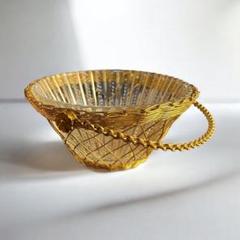 ヴィンテージ　昭和レトロ　ハンドル付き　ガラスバスケット
