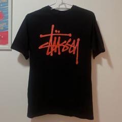 STUSSY Stüssy ブラック Tシャツ オレンジロゴ Sサイズ