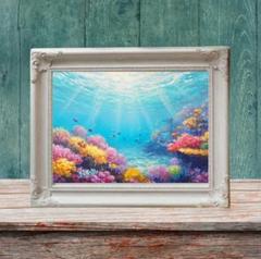 海の中のサンゴ礁/油絵風アート