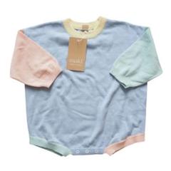 新品 希少 maki 海外子供服 配色ロンパース 長袖 12-24m ベビー