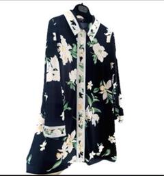 ★LEONARD★ Black & Pink カンカンチュニック★４２★ LEONARD FASHION 花柄長袖カンカンチュニック42