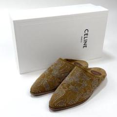 CELINE ジャクノ スタッズ バブーシュ / カーフスエード 39 ミュール CELINE ジャクノ スタッズ バブーシュ / カーフスエード 39