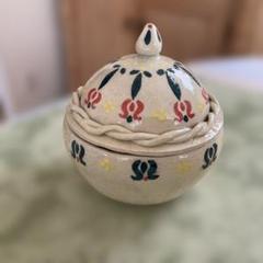 陶器製キャンディーボックス 花模様　ハンドメイド