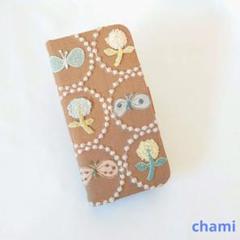 【現品】iphoneSE3 forest tile 手帳型ケース ミナペルホネン 全機種受注】フォレストタイル ベージュ 手帳型スマホケース