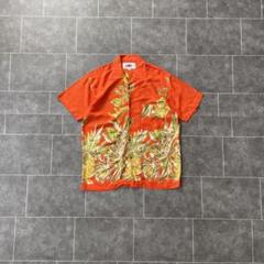 古着 vintage 花柄 開襟 ハワイアンシャツ アロハ オレンジ M
