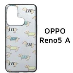 OPPO Reno5A カバー グレー ダックスフンド 犬