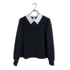 SHEIN 長袖ブラウス 黒 白 M クラシカル おでかけ 秋冬 上品 おしゃれ