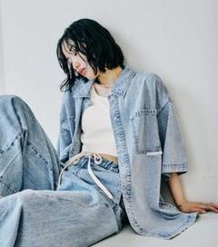 LEPSIM☆ワイドデニムシャツ　インディゴオーバーダイ　フリーサイズ セール】ワイドデニムシャツ 139253（シャツ/ブラウス）｜LEPSIM