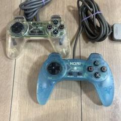 PS1 PS2 HORIコントローラー　動作確認済　クリア　クリアブルー　2個