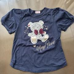 mezzo piano Tシャツ 140 ネイビー クマ刺繍