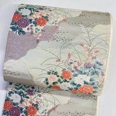 袋帯　正絹　銀糸　光輝雅錦　プラチナ箔　牡丹　菊花　道長取り　波　着物　062t
