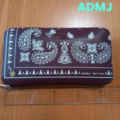 ADMJ バンダナ柄 横長 財布 ウォレット ボルドー