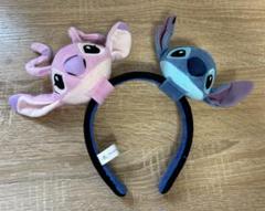 香港ディズニー　スティッチとエンジェル　カチューシャ2点セット 上海ディズニースティッチエンジェル カチューシャ2点セット
