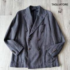 タリアトーレ ダブルブレストテーラードジャケット リネン ヘリンボーン 52 紺