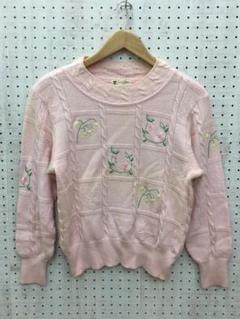 Vintage 古着 old courreges 花 ロゴ 刺繍 ニットセーター