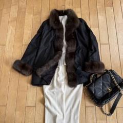 極美品❗️ロシアンセーブルトリミング　ミンク&シルクのリバーシブルジャケットコート 極美品❗️ロシアンセーブルトリミング ミンク&シルクの