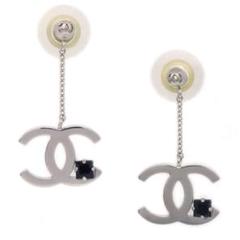 CHANEL♡シャネル オニキスストーン ココマーク チェーンピアス