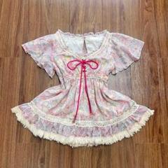 ⭐️匿名配送⭐️LIZLISA リズリサ チュニック フリル レース リボン 透け感 美品☆00s リズリサ レース チュニック リボン フリル 姫ギャル